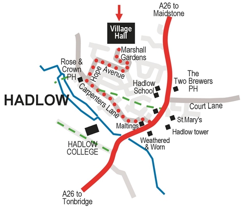 Hadlow Village Hall Map